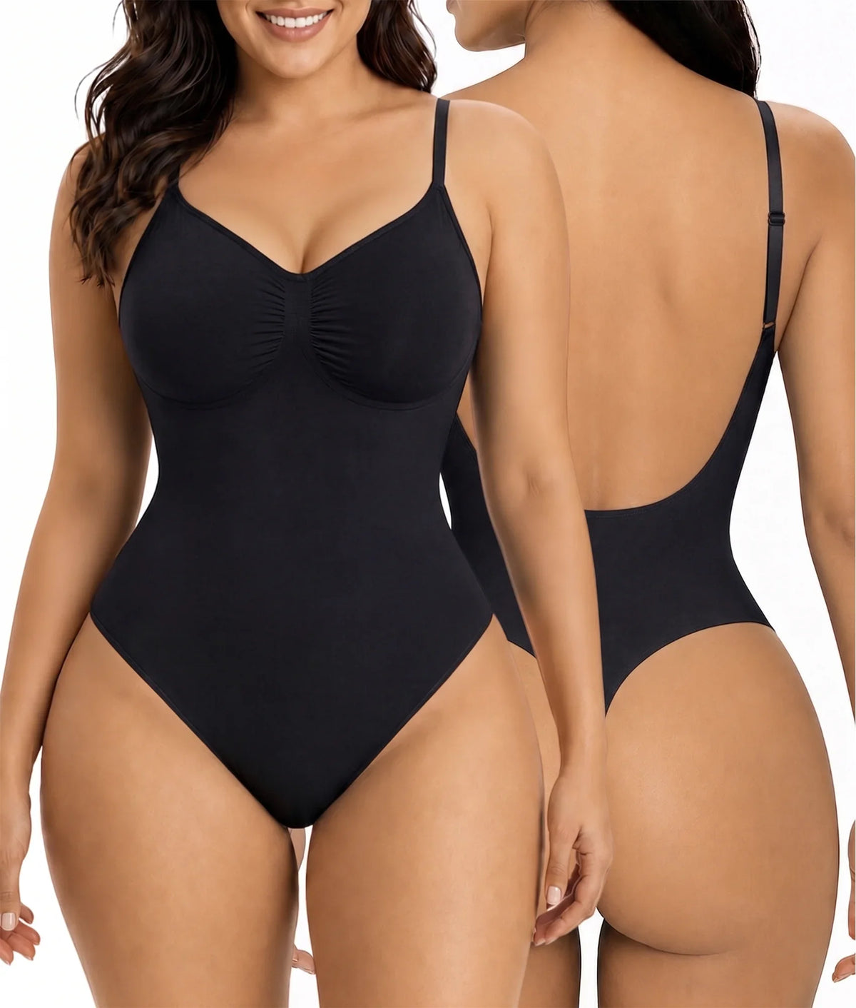 SHAPEDY Seamless Low-Back Tummy Control Thong Bodysuit