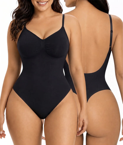 SHAPEDY Seamless Low-Back Tummy Control Thong Bodysuit