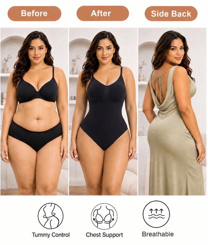 SHAPEDY Seamless Low-Back Tummy Control Thong Bodysuit