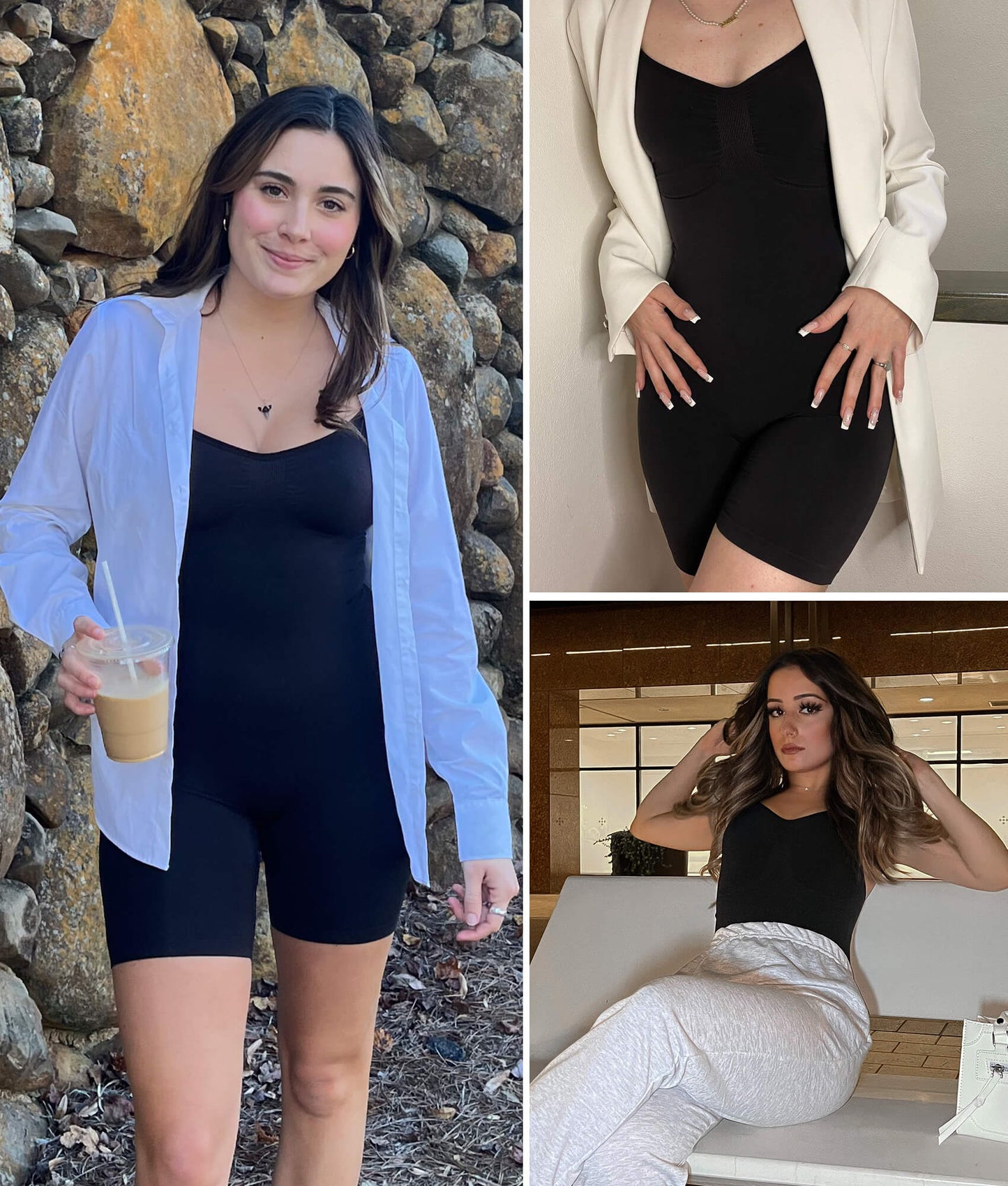 SHAPEDY Seamless Wide Starps Mid-Thigh Bodysuit