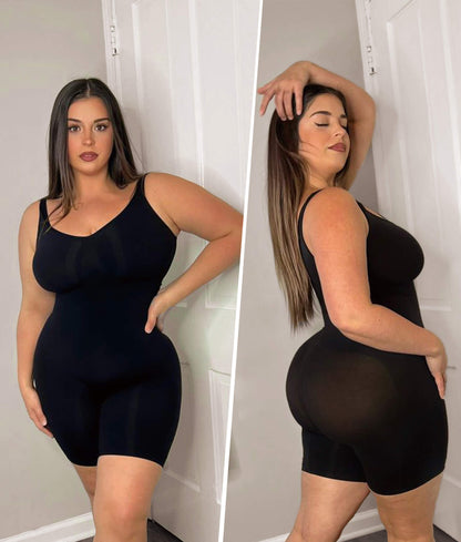 SHAPEDY Seamless Wide Starps Mid-Thigh Bodysuit