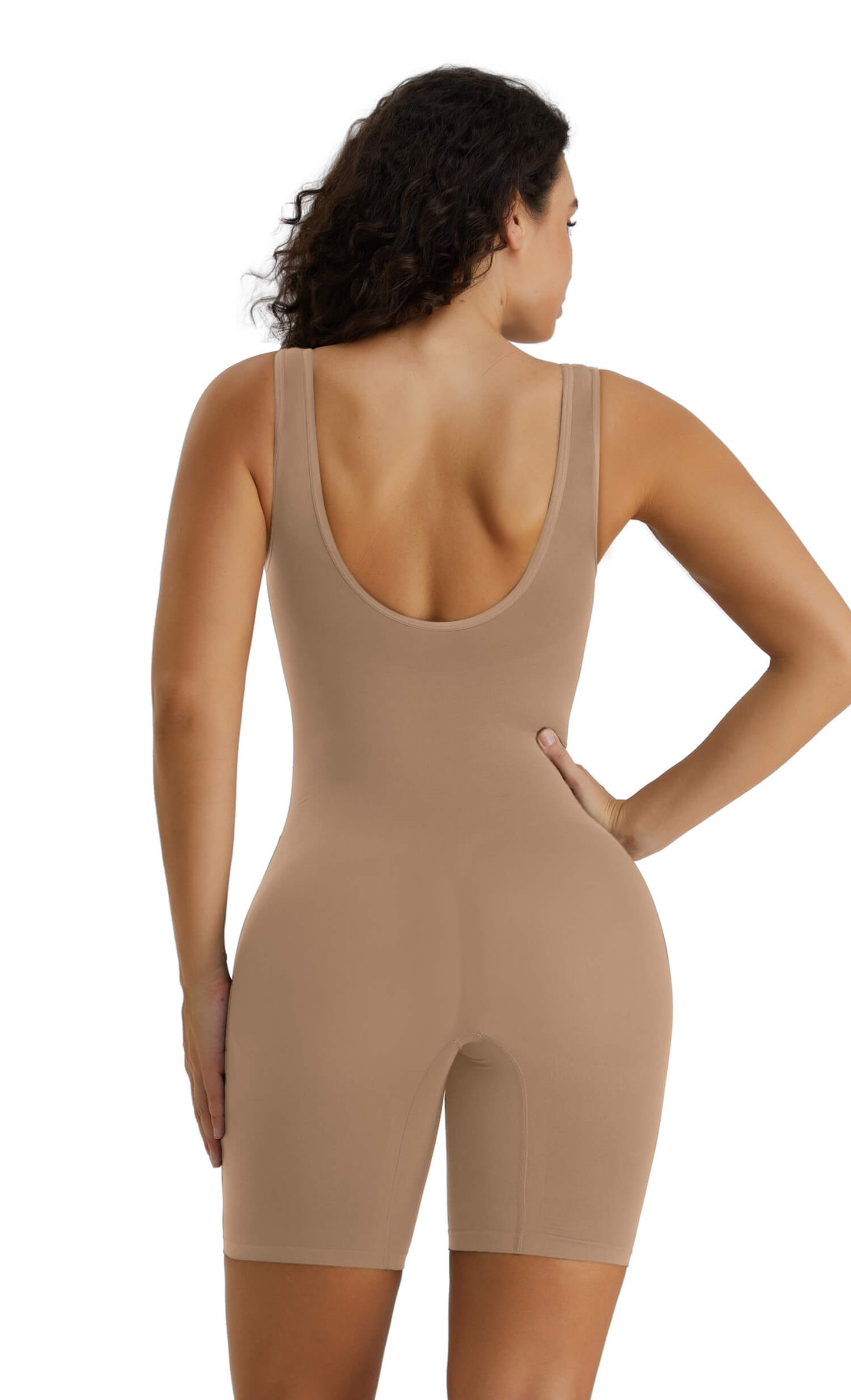 SHAPEDY Seamless Wide Starps Mid-Thigh Bodysuit