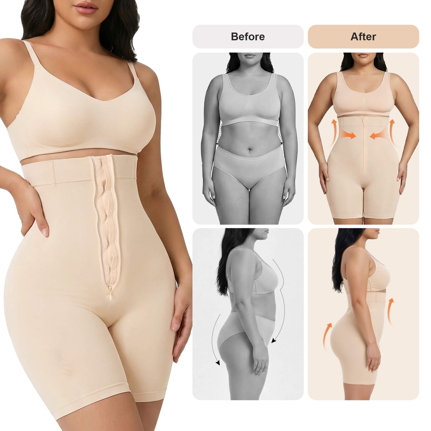 SHAPEDY High-Waisted Zip & Hook Shaper Shorts