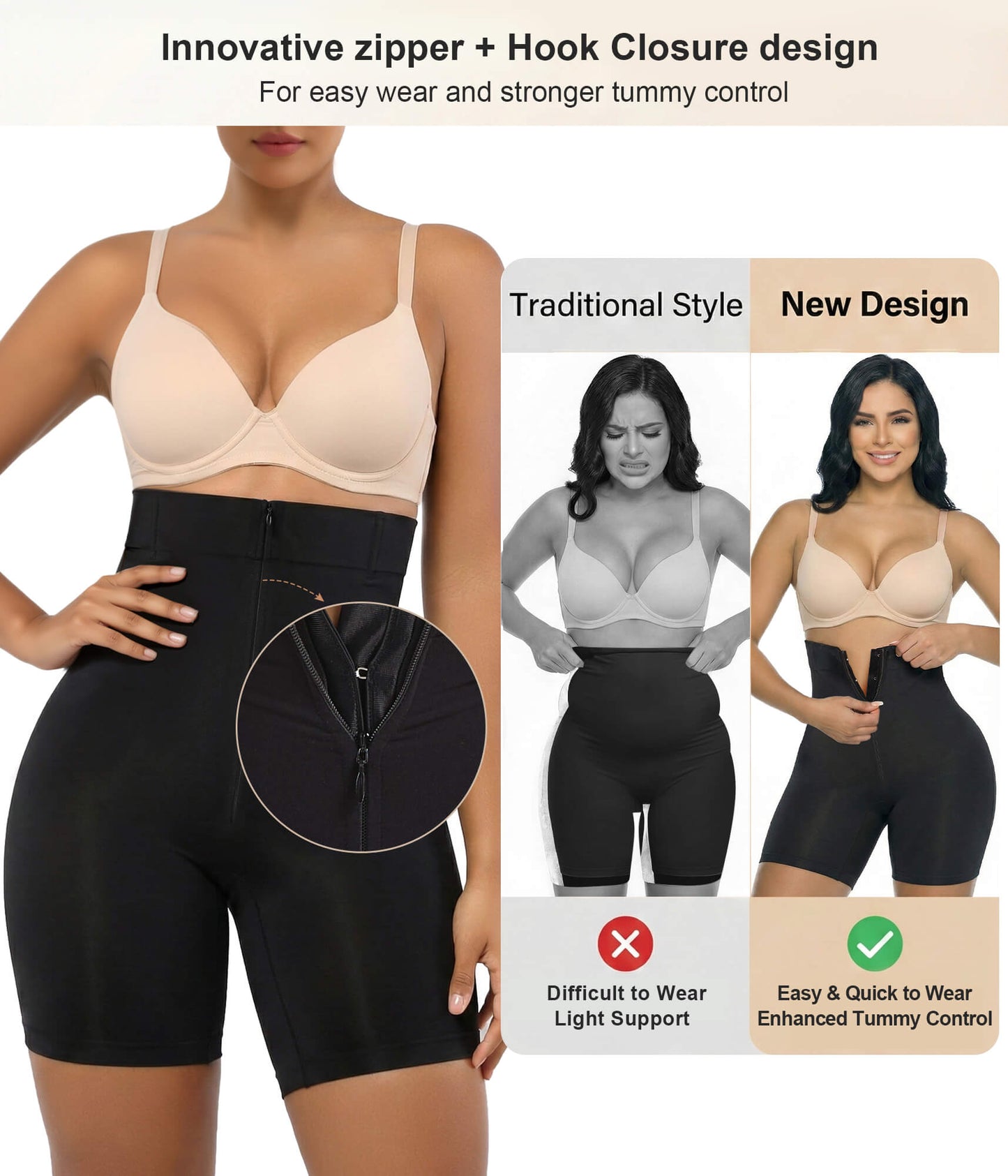 SHAPEDY High-Waisted Zip & Hook Shaper Shorts