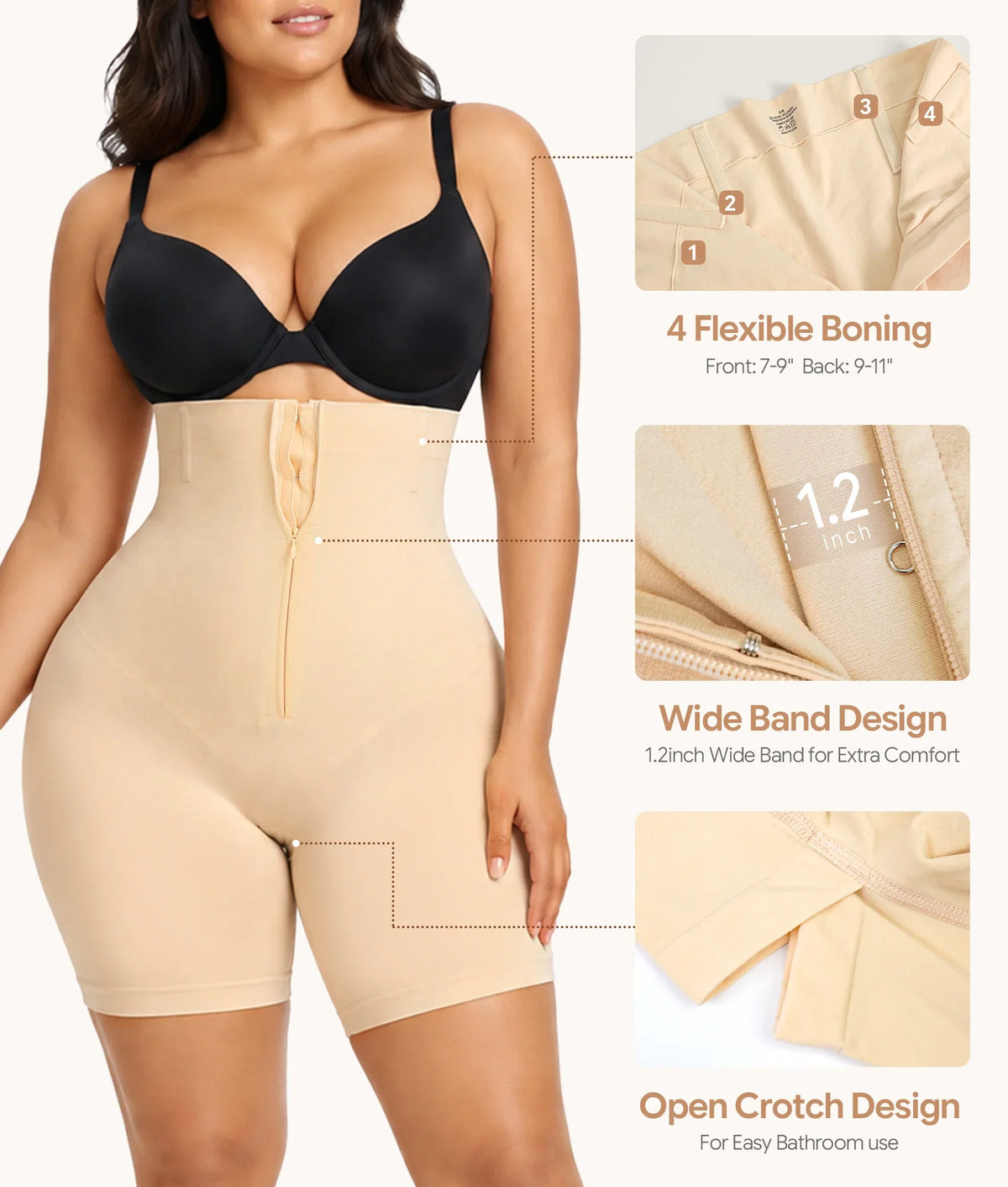 SHAPEDY Upgraded High-Waisted Shaper Shorts - Open Crotch