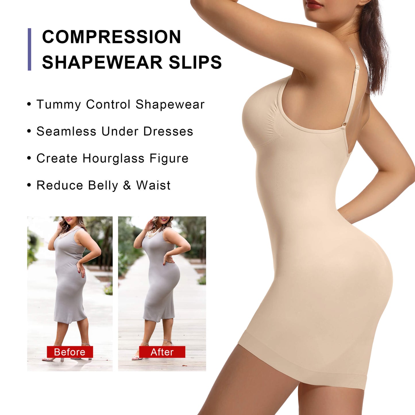 SHAPEDY Seamless Tummy Control Sculpting Slip Dress