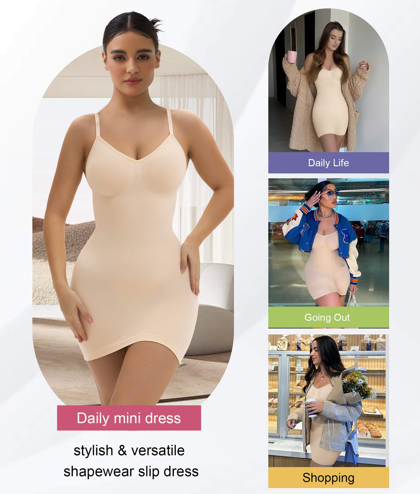 SHAPEDY Seamless Tummy Control Sculpting Slip Dress