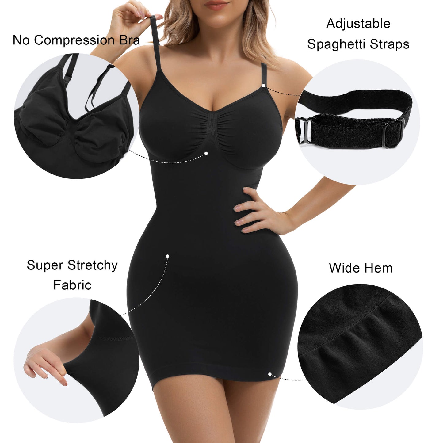 SHAPEDY Seamless Tummy Control Sculpting Slip Dress