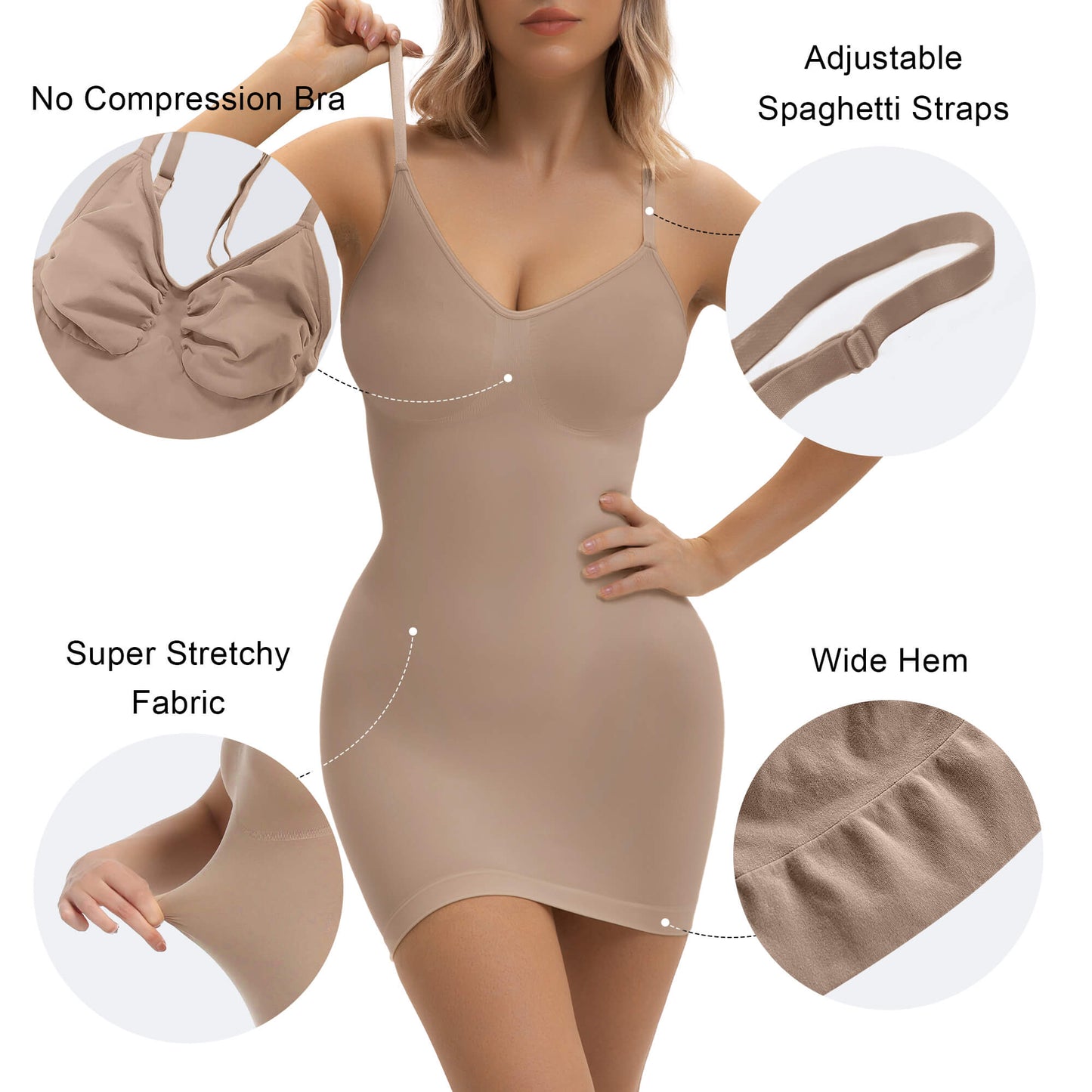 SHAPEDY Seamless Tummy Control Sculpting Slip Dress