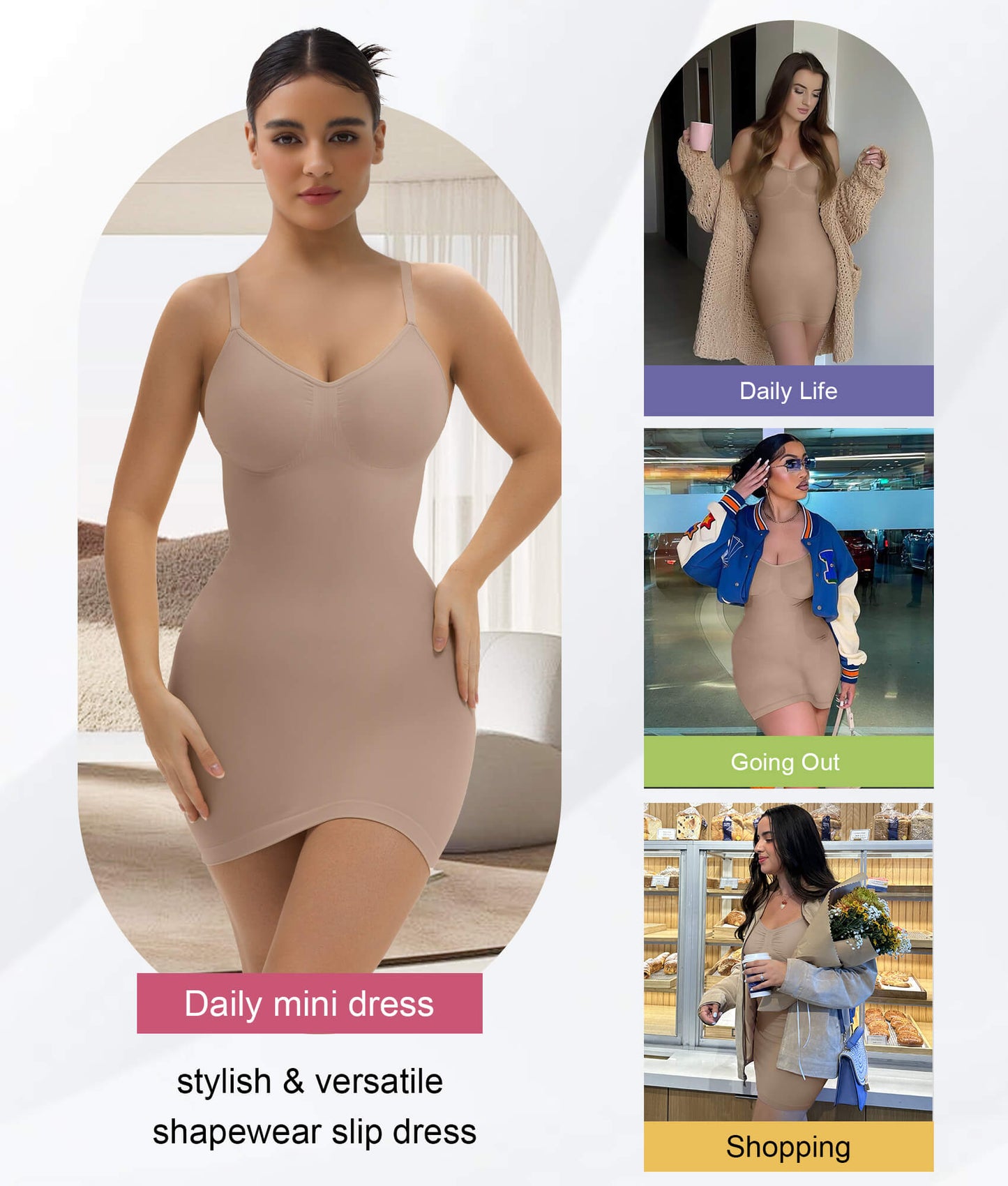SHAPEDY Seamless Tummy Control Sculpting Slip Dress