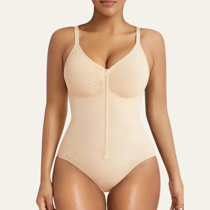 SHAPEDY Zip-Up Tummy Control Brief Bodysuit