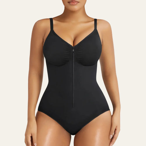 SHAPEDY Zip-Up Tummy Control Brief Bodysuit