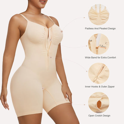 SHAPEDY Zip-Up Tummy Control Short Bodysuit