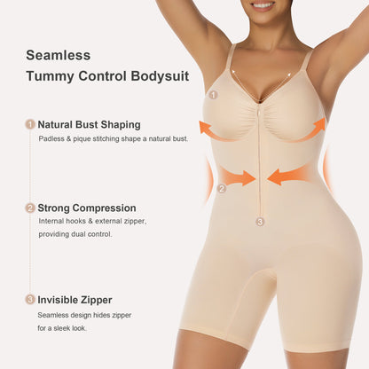 SHAPEDY Zip-Up Tummy Control Short Bodysuit