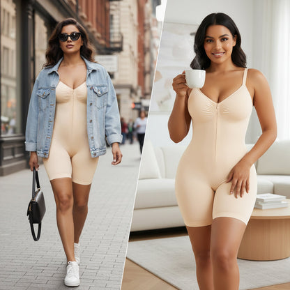 SHAPEDY Zip-Up Tummy Control Short Bodysuit