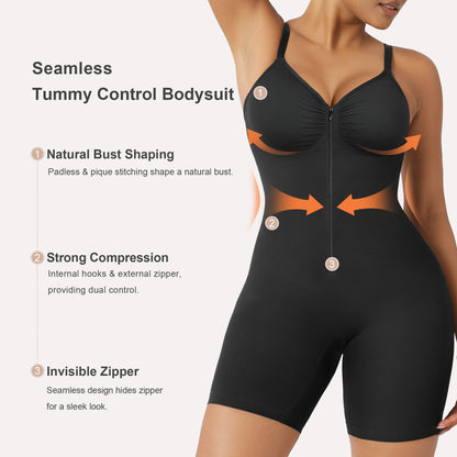 SHAPEDY Zip-Up Tummy Control Short Bodysuit