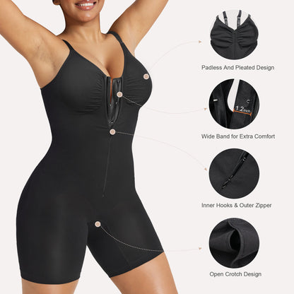 SHAPEDY Zip-Up Tummy Control Short Bodysuit