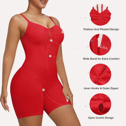 SHAPEDY Zip-Up Tummy Control Short Bodysuit