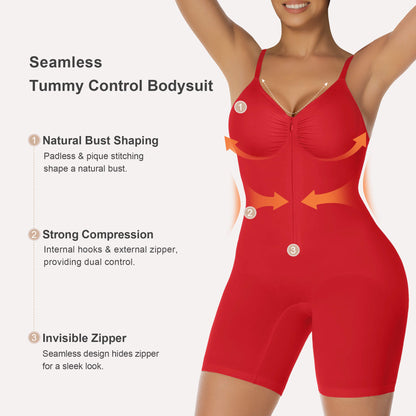 SHAPEDY Zip-Up Tummy Control Short Bodysuit