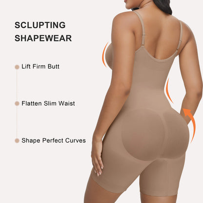 SHAPEDY Zip-Up Tummy Control Short Bodysuit