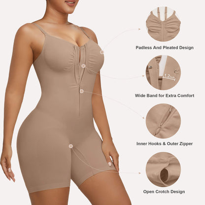 SHAPEDY Zip-Up Tummy Control Short Bodysuit