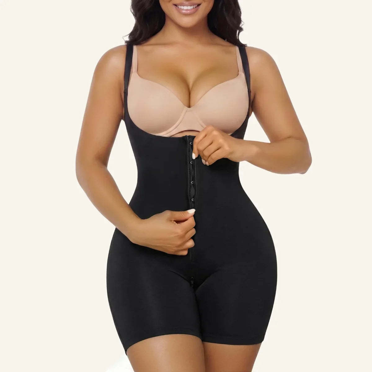 SHAPEDY High-Compression X-Panel Open-Bust Zip Bodysuit