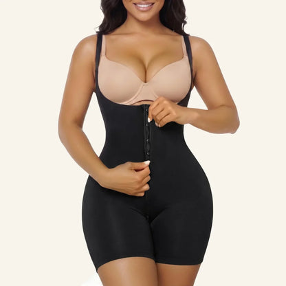SHAPEDY High-Compression X-Panel Open-Bust Zip Bodysuit