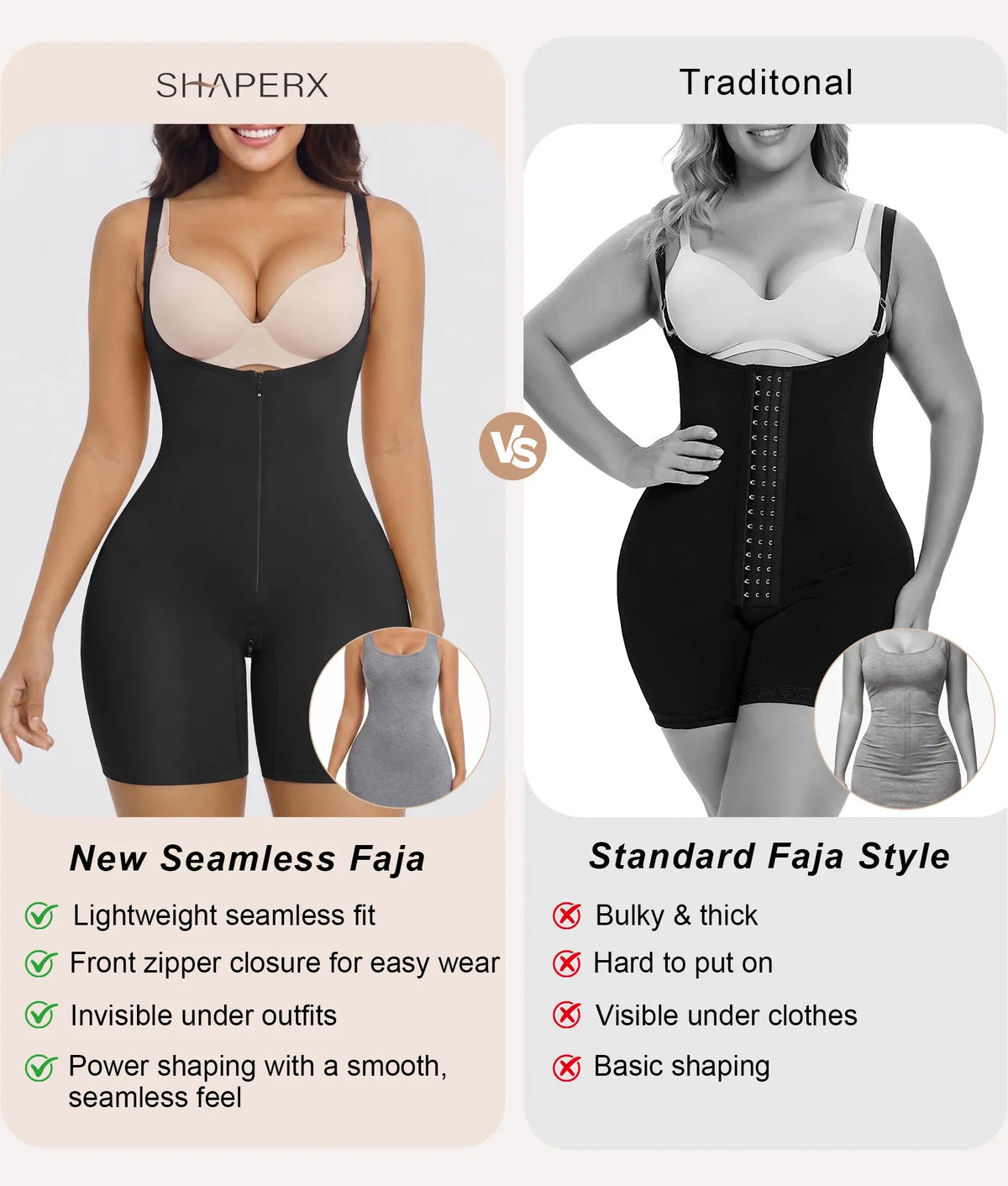 SHAPEDY High-Compression X-Panel Open-Bust Zip Bodysuit