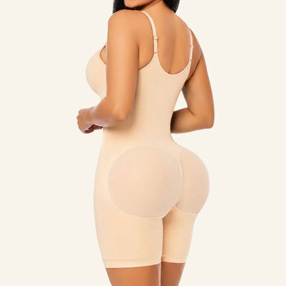 SHAPEDY High-Compression X-Panel Zip Mid-Thigh Bodysuit