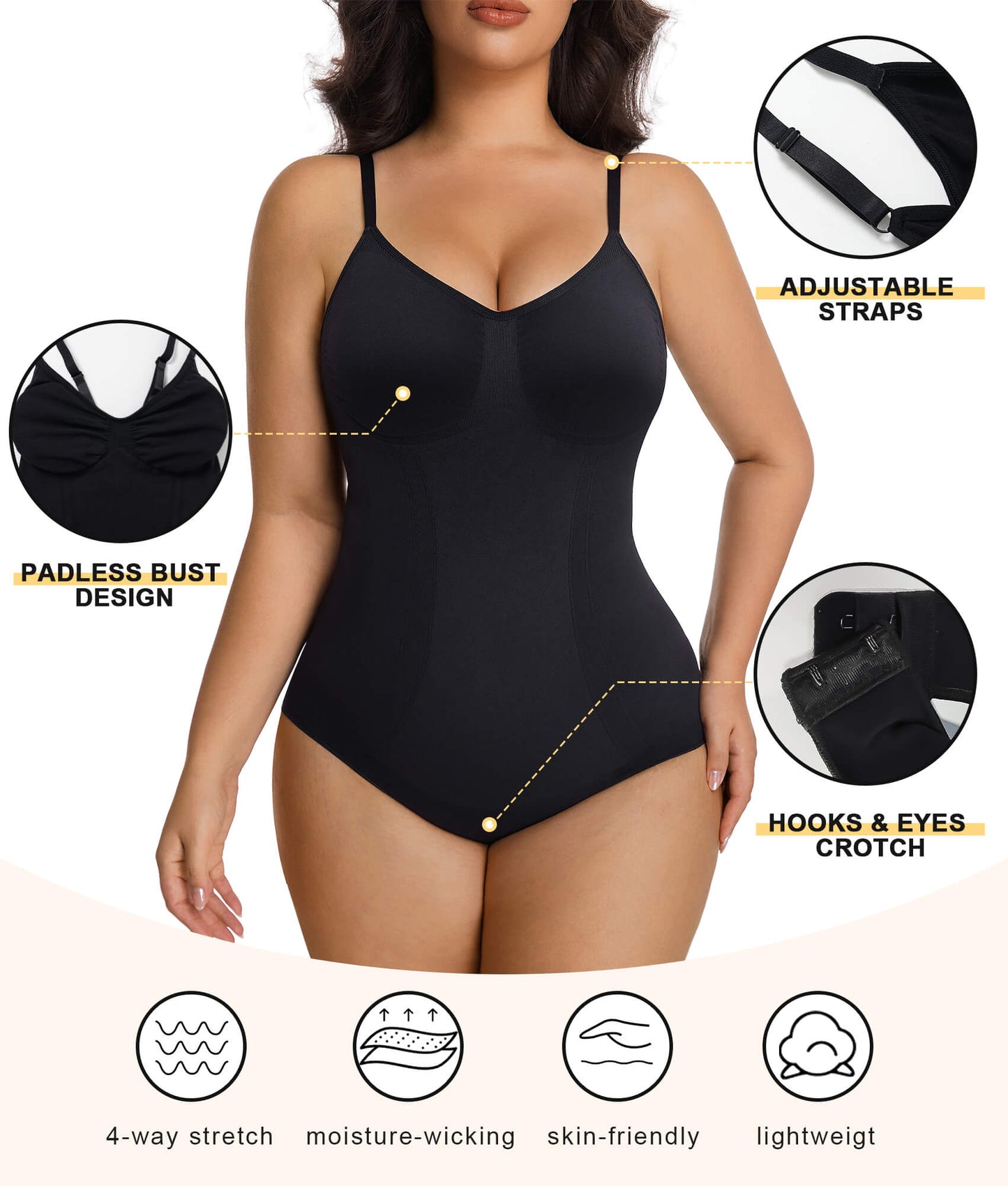 SHAPEDY Seamless Bonded Tummy Control Bodysuit