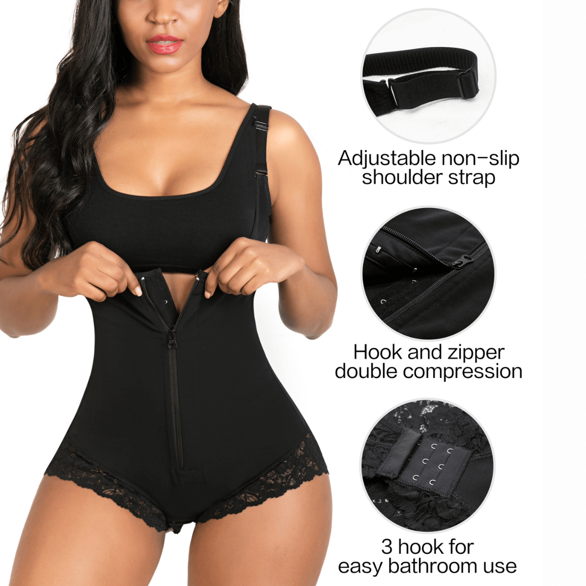 SHAPEDY Colombian Firm Tummy Control Faja with Zip & Hooks