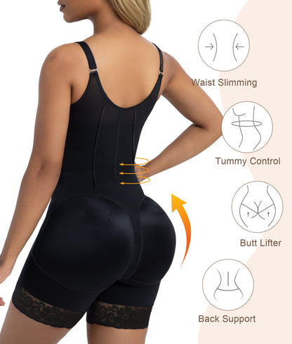 SHAPEDY 6-Steel-Bones Tummy Control Zip & Hooks Faja with Butt Lift