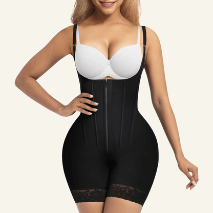SHAPEDY 6-Steel-Bones Tummy Control Zip & Hooks Faja with Butt Lift