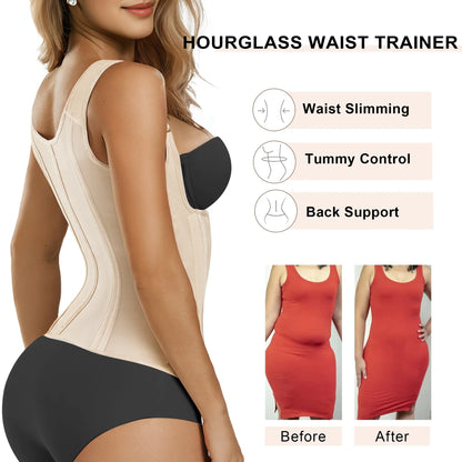 SHAPEDY 15 Flexible Steel Bones Sport Waist Trainer with Shoulder Straps