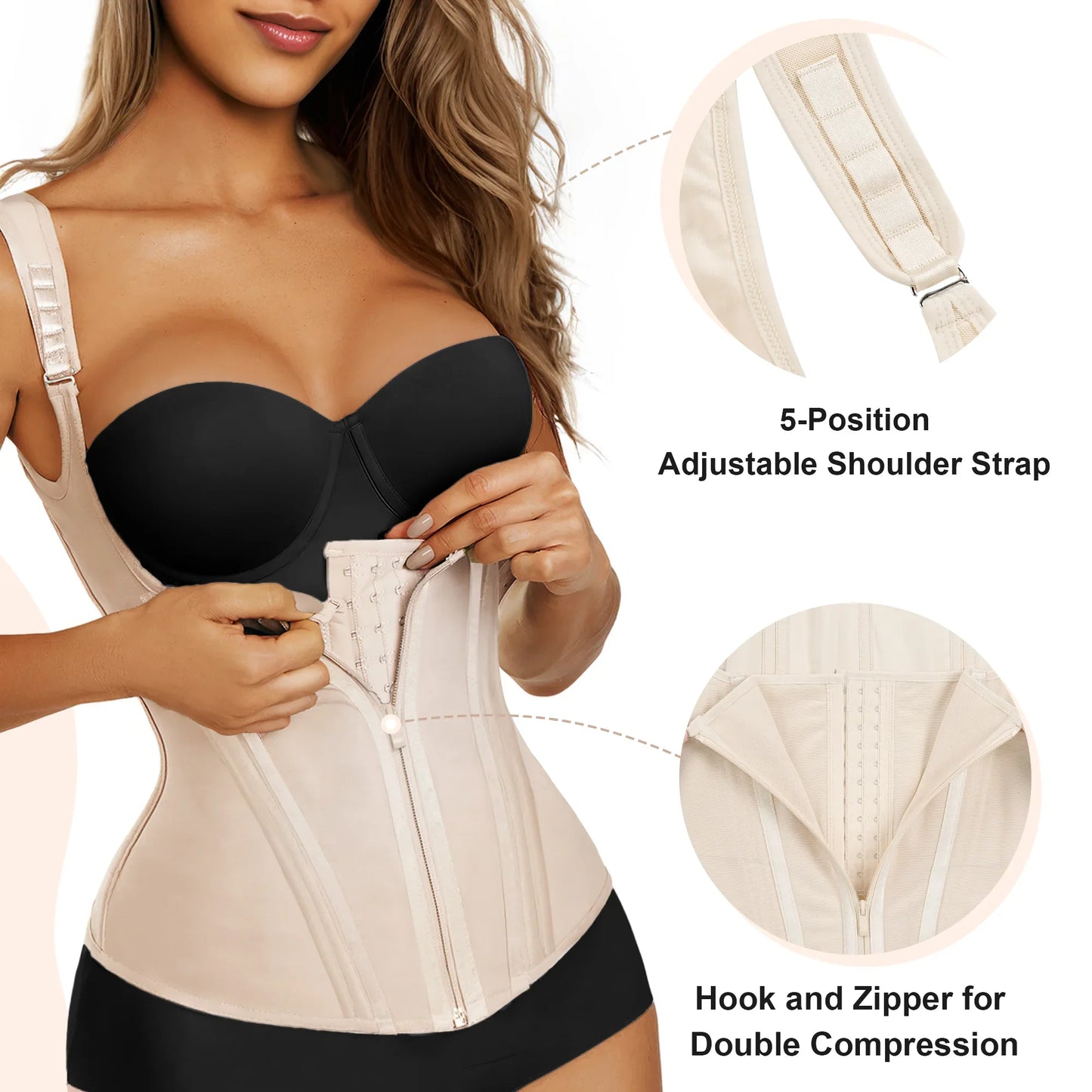 SHAPEDY 15 Flexible Steel Bones Sport Waist Trainer with Shoulder Straps