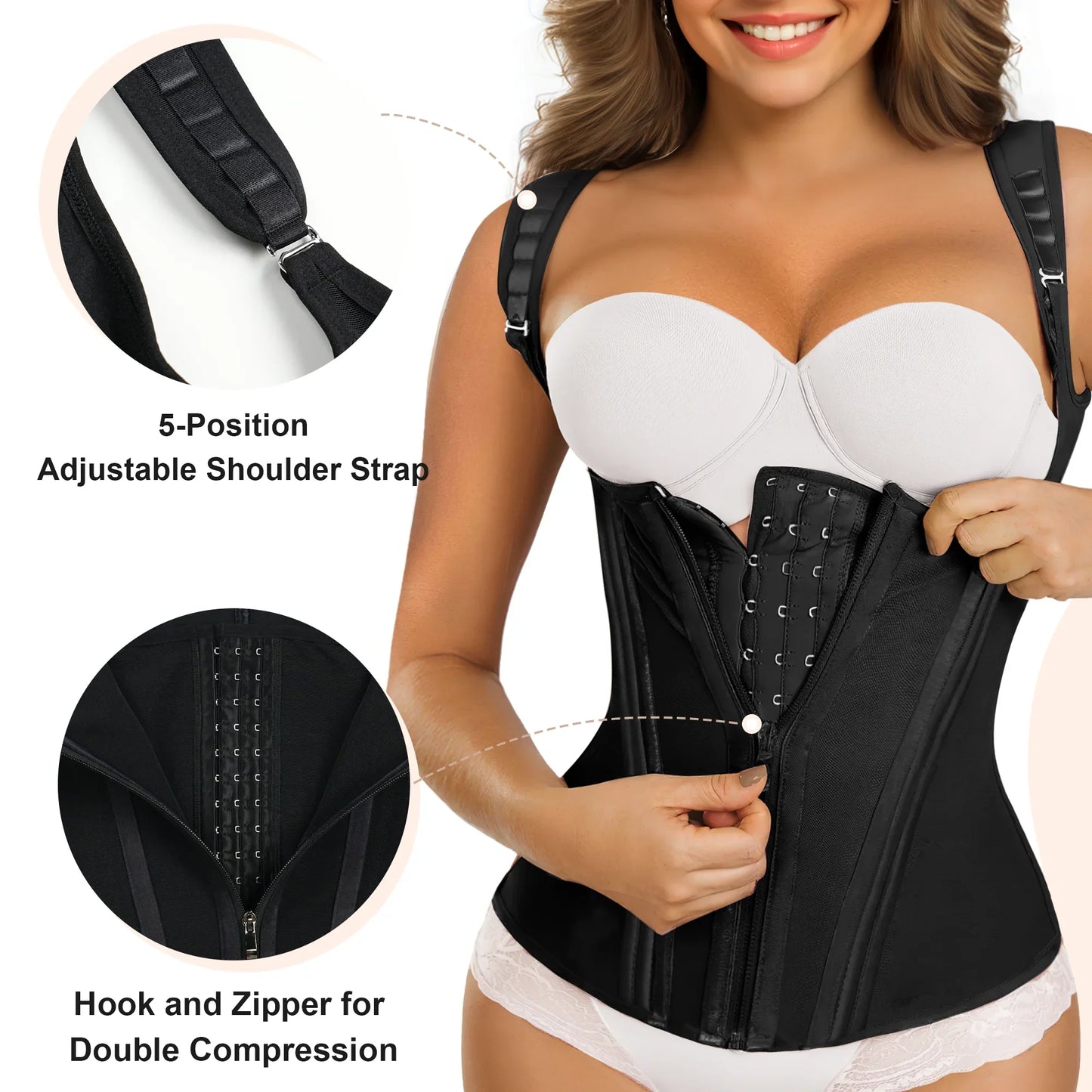 SHAPEDY 15 Flexible Steel Bones Sport Waist Trainer with Shoulder Straps
