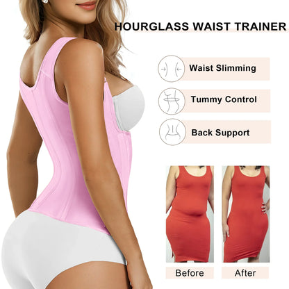 SHAPEDY 15 Flexible Steel Bones Sport Waist Trainer with Shoulder Straps