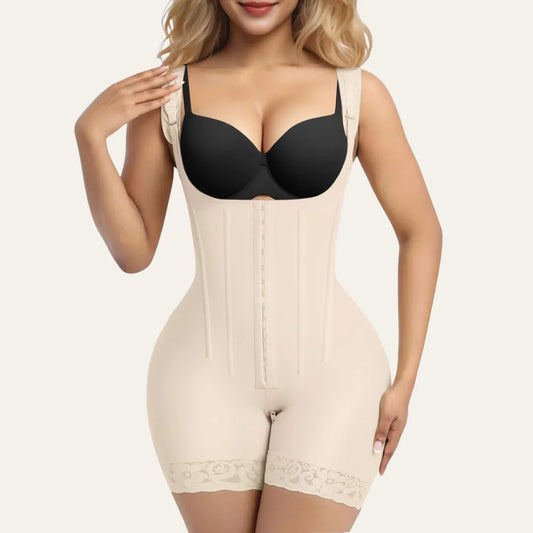 SHAPEDY 6-Steel-Bones Hooked Faja Tummy Control Bodysuit with Butt Lift