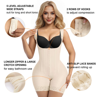 SHAPEDY 6-Steel-Bones Hooked Faja Tummy Control Bodysuit with Butt Lift