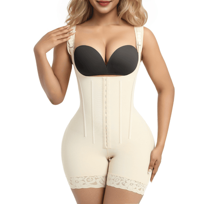 SHAPEDY 6-Steel-Bones Hooked Faja Tummy Control Bodysuit with Butt Lift