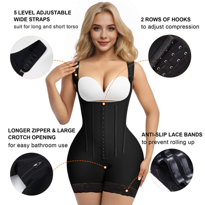 SHAPEDY 6-Steel-Bones Hooked Faja Tummy Control Bodysuit with Butt Lift