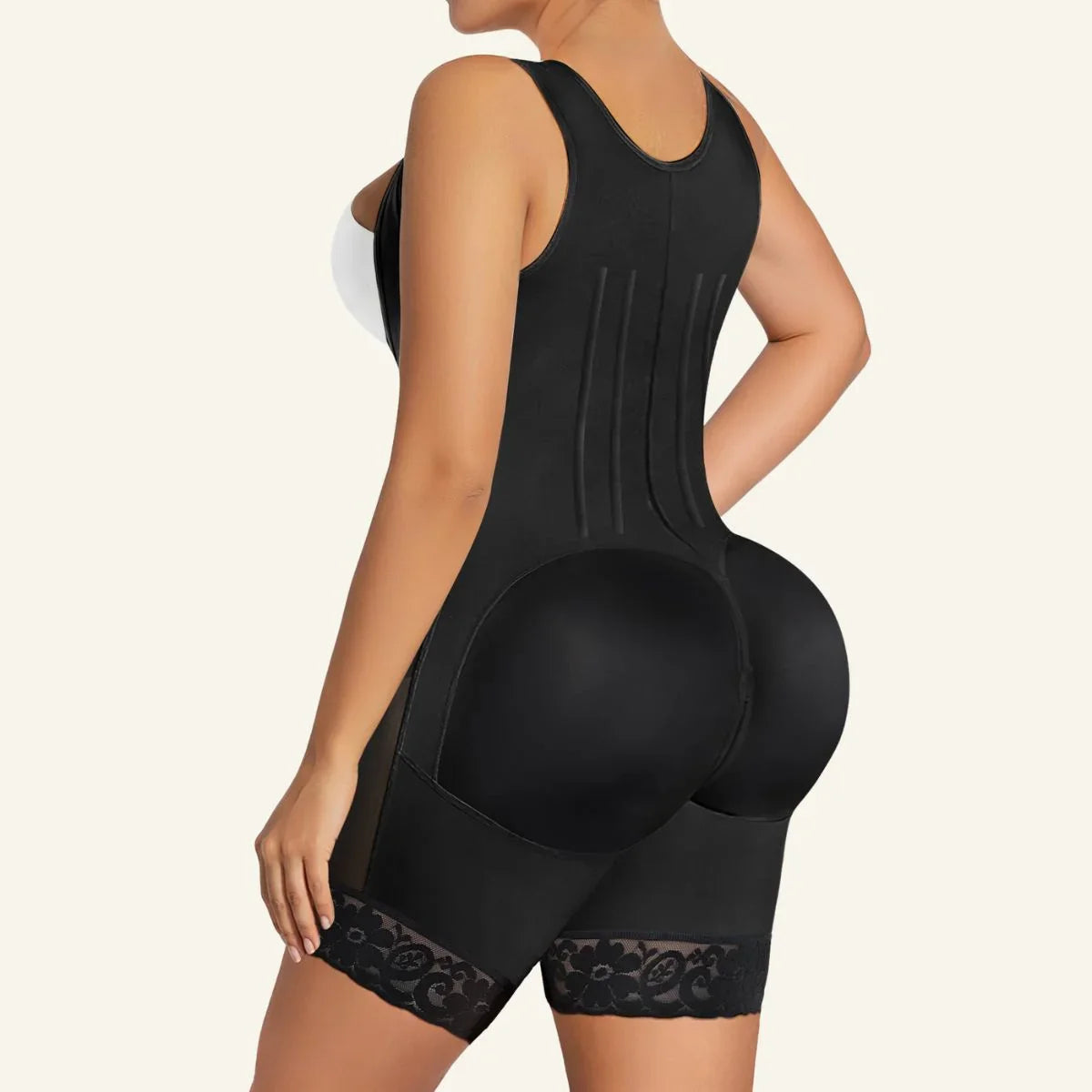 SHAPEDY Zipper & Hook 8-Steel-Bones Open Bust Fajas with Butt Lift