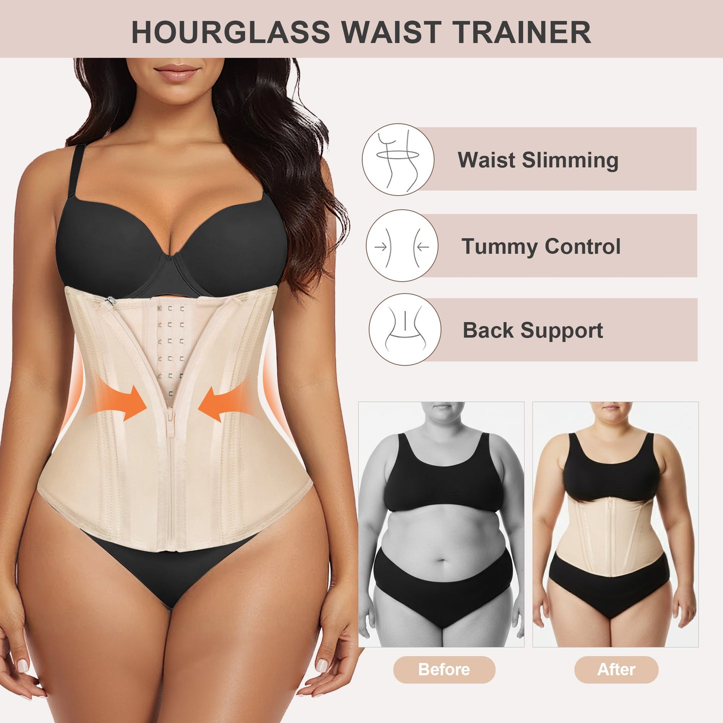 SHAPEDY 15 Steel Bones Waist Trainer for Workout & Hourglass Shaping
