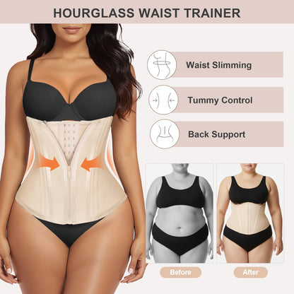 SHAPEDY 15 Steel Bones Waist Trainer for Workout & Hourglass Shaping