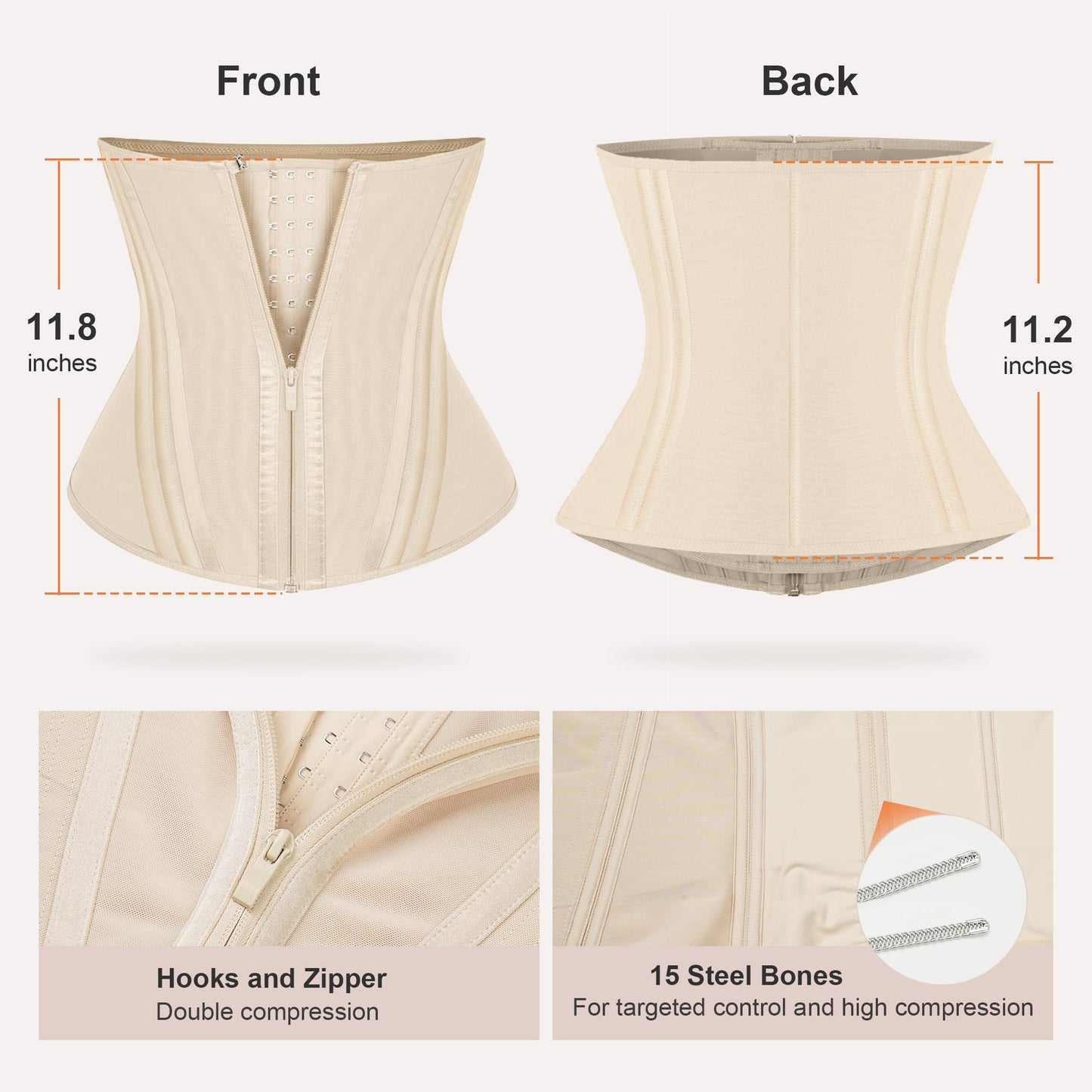 SHAPEDY 15 Steel Bones Waist Trainer for Workout & Hourglass Shaping