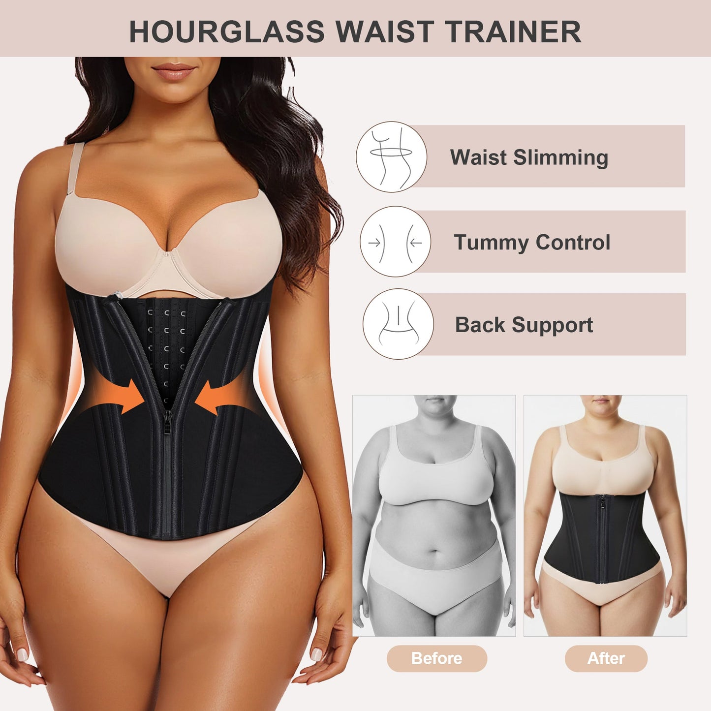 SHAPEDY 15 Steel Bones Waist Trainer for Workout & Hourglass Shaping