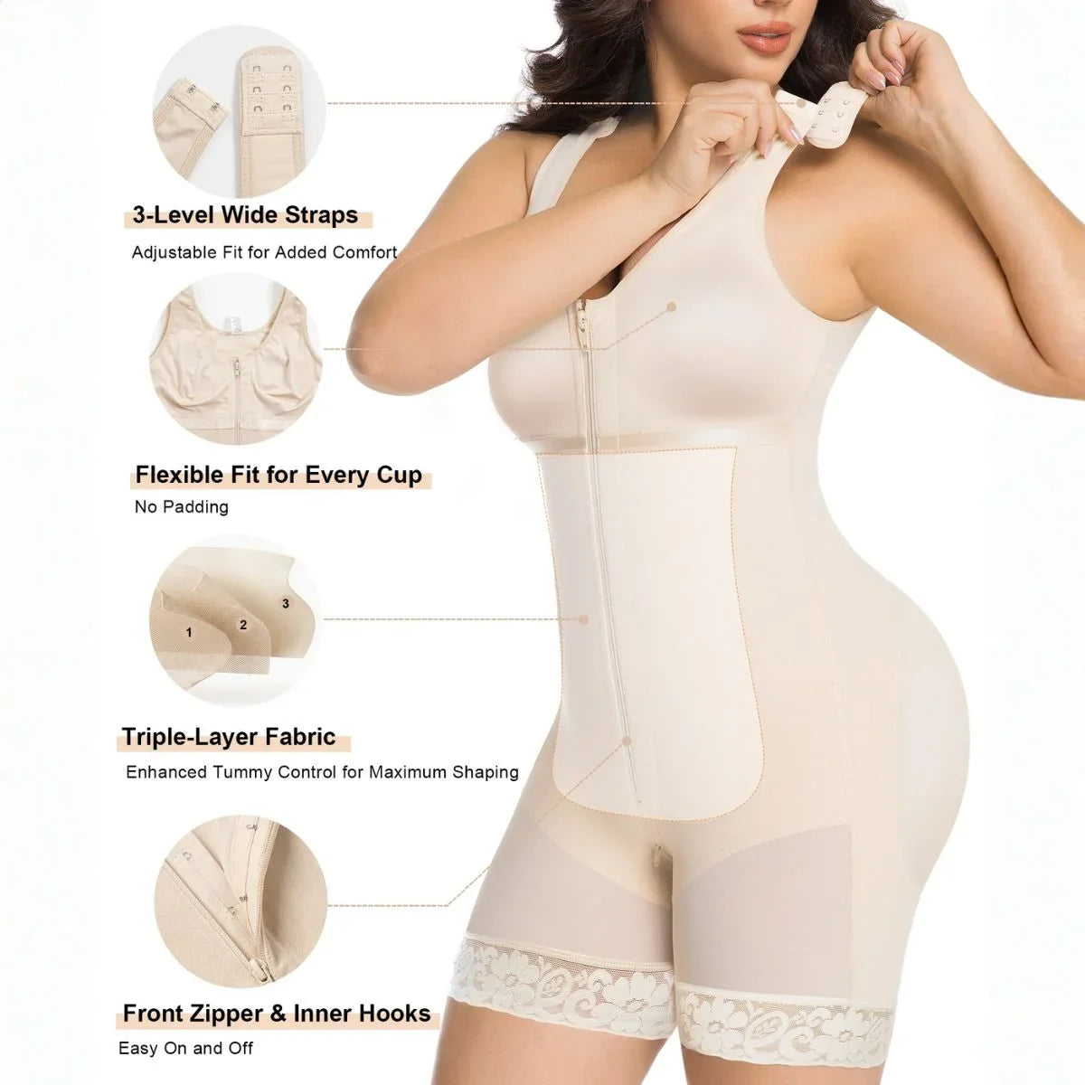 SHAPEDY Postpartum Tummy Control Faja with Zipper Crotch