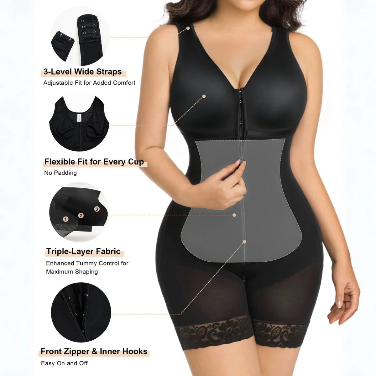 SHAPEDY Postpartum Tummy Control Faja with Zipper Crotch