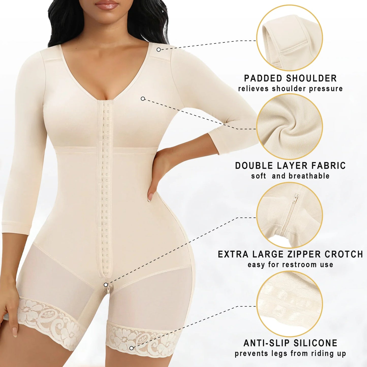 SHAPEDY Post-Surgery Arm Slimming Full Body Faja with Zipper Crotch