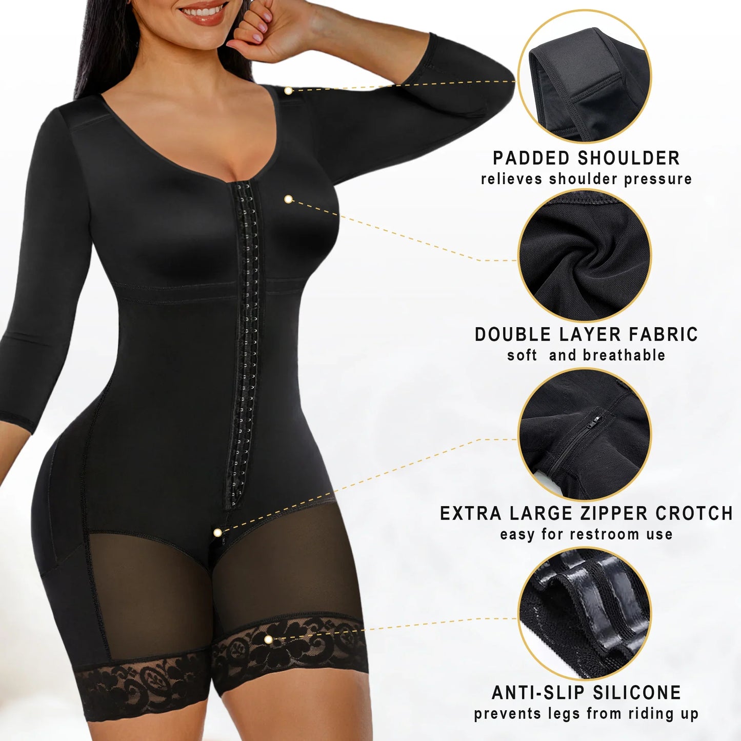 SHAPEDY Post-Surgery Arm Slimming Full Body Faja with Zipper Crotch